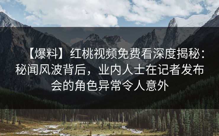 【爆料】红桃视频免费看深度揭秘：秘闻风波背后，业内人士在记者发布会的角色异常令人意外