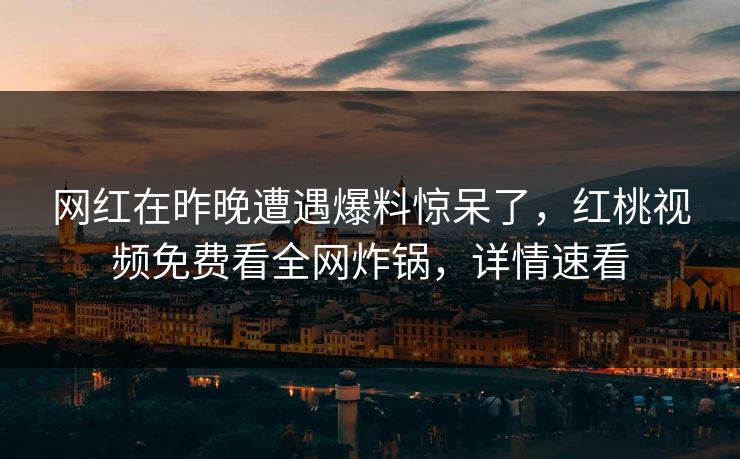 网红在昨晚遭遇爆料惊呆了,红桃视频免费看全网炸锅,详情速看