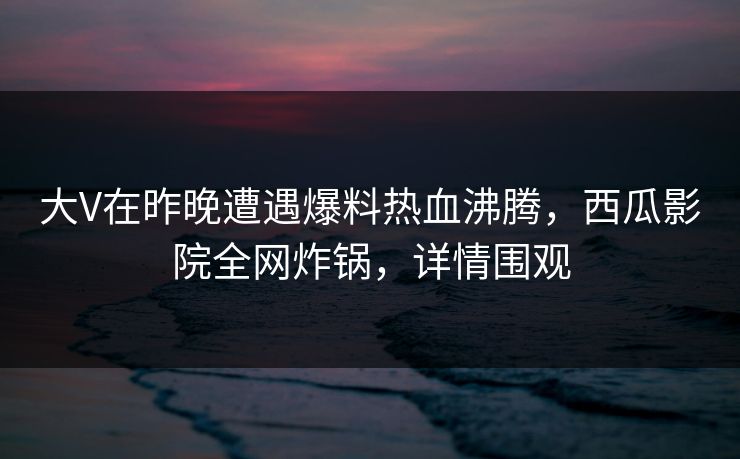 大V在昨晚遭遇爆料热血沸腾,西瓜影院全网炸锅,详情围观